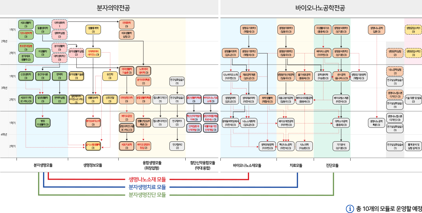바이오신약융합학부_마이크로_융합전공_모듈_이수_체계도